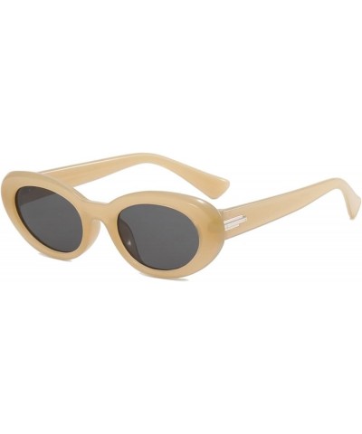 Oval Frame Fashion Men's And Women's Sunglasses Small Frame Hip Hop Personalized Retro Sunglasses E $9.17 Designer