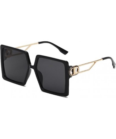 Men'S Personalized Sunglasses, Large-Frame One-Piece Sunglasses, Fashion Trend, Metal Polarized Glasses Black Frame Gray Film...