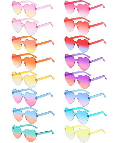 16 Heart Shaped Rimless Sunglasses Transparent Candy Colored Glasses Gradient Frameless Party Eyewear for Women 16 Mixed Colo...