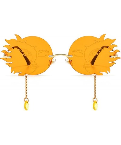 Rimless Sunglasses Women men Frameless Shape Dance 90s disco Party Funny Ladies Irregular Eyewear Yellow $10.58 Rimless