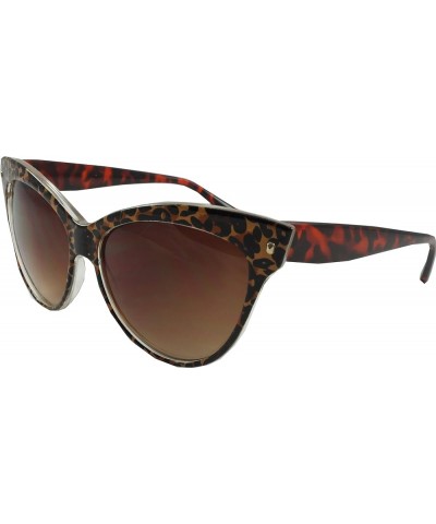 Women's Cat Eye Retro Leopard Print Non Polarized Sunglasses 50 Brown Brown $13.34 Designer