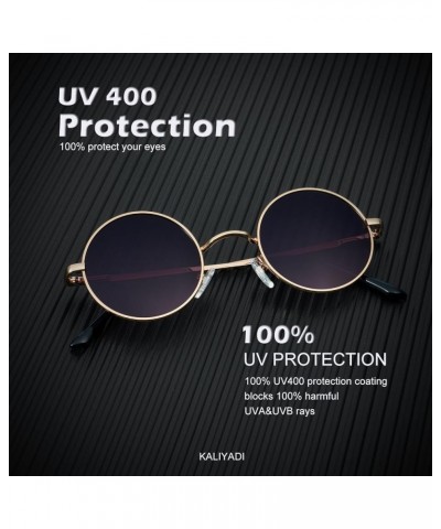Round Polarized Sunglasses for Men Women Retro Metal Hippie Circle Style Sun Glasses UV Protection B27-black Frame Gradient B...