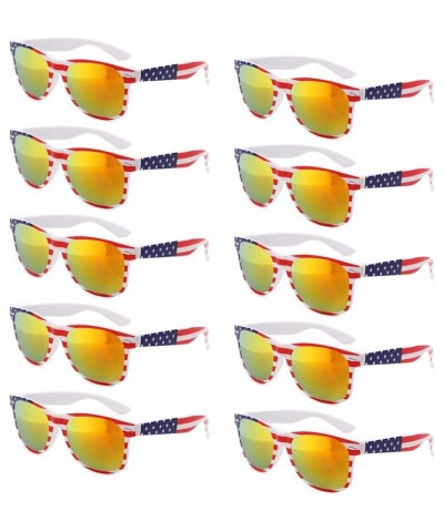 Bulk American Flag Sunglasses Retro 90s Style Sunglasses for Men Women Independence Day Party Supplies UV400 Protection 10 Go...