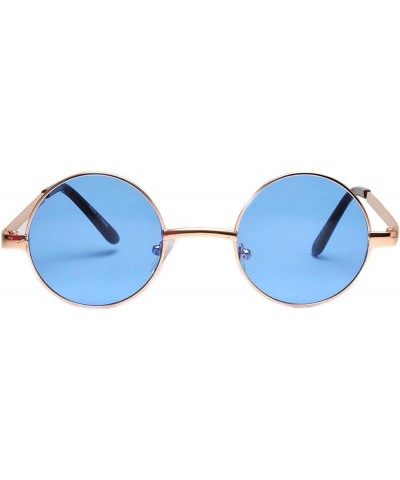 Round Sunglasses Metal Frame Hippie Sunglasses UV400 Polycarbonate Circle Lens John Lennon Sunglasses for Men Women Blue Tint...