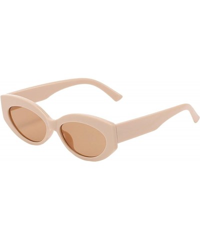 Women Fashion Street Shot Glasses PC Frame Sunglasses Preppy Purse Flat Top Women Beige $4.83 Rectangular