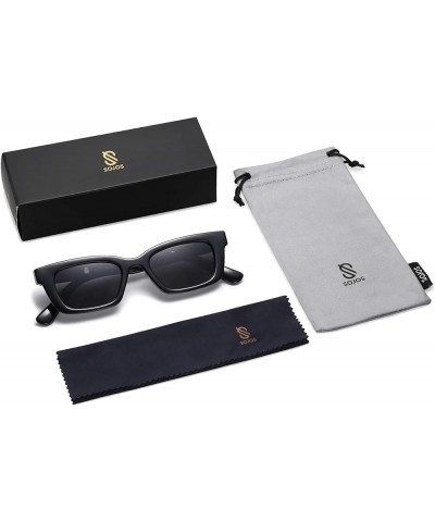 Fashion Rectangular Retro Chunky Sunglasses for Men and Women Shades SJ2134 Xc1 Black Frame/Grey Lens $8.95 Rectangular
